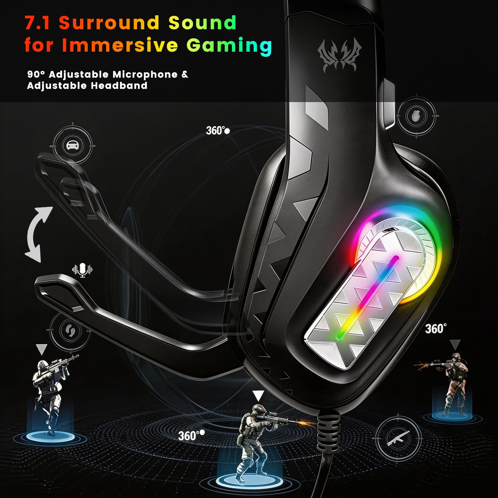 1PC G4100 RGB Wired Gaming Hea - Gaming Headset 7.1 recension och pris