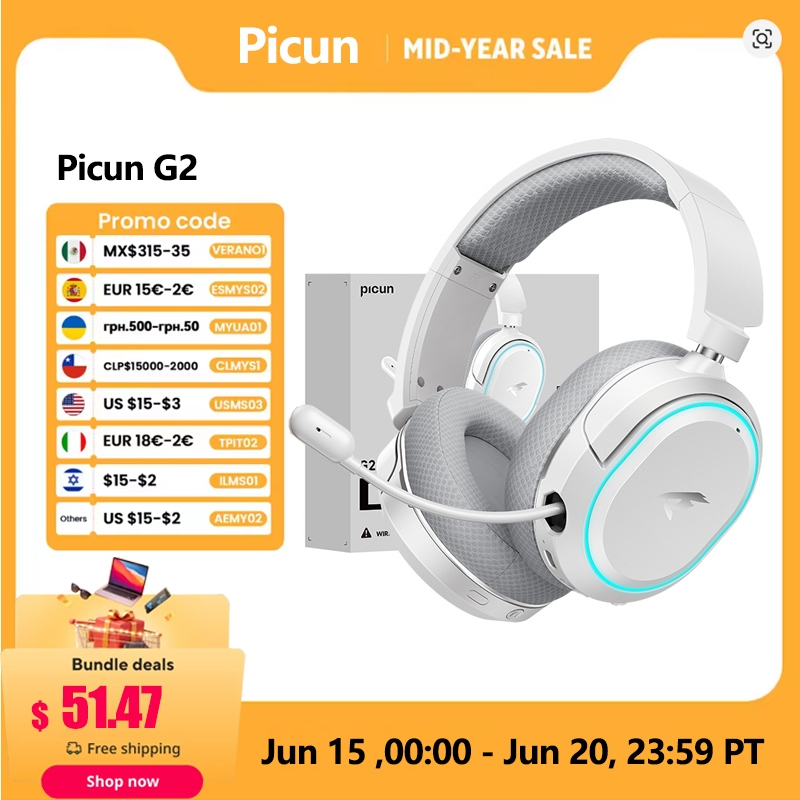 Picun G2 2.4GHz Bluetooth Wire - Gaming Headset 7.1 recension och pris