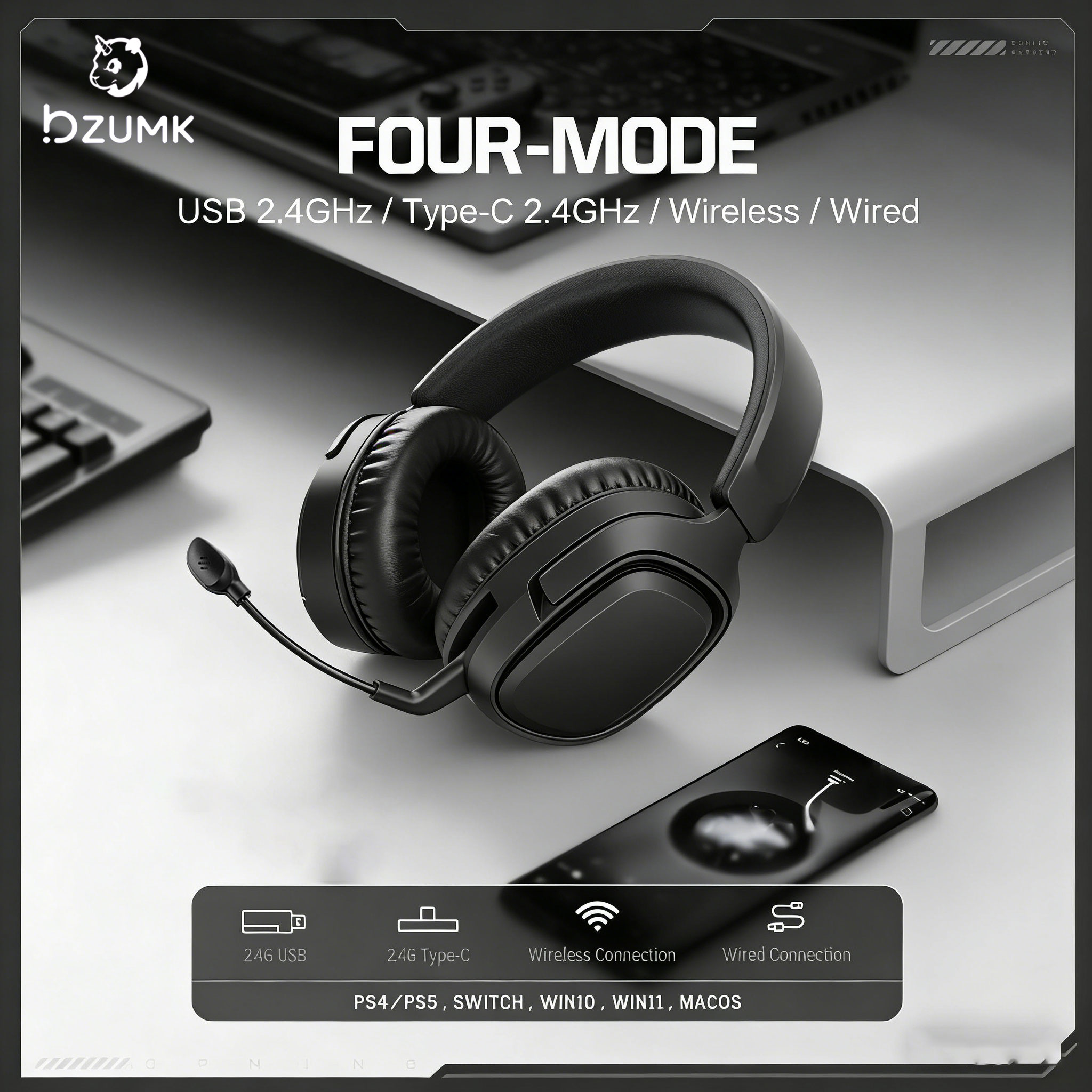 BZUMK GT808 Triple-Mode Gaming - Gaming Headset 7.1 recension och pris