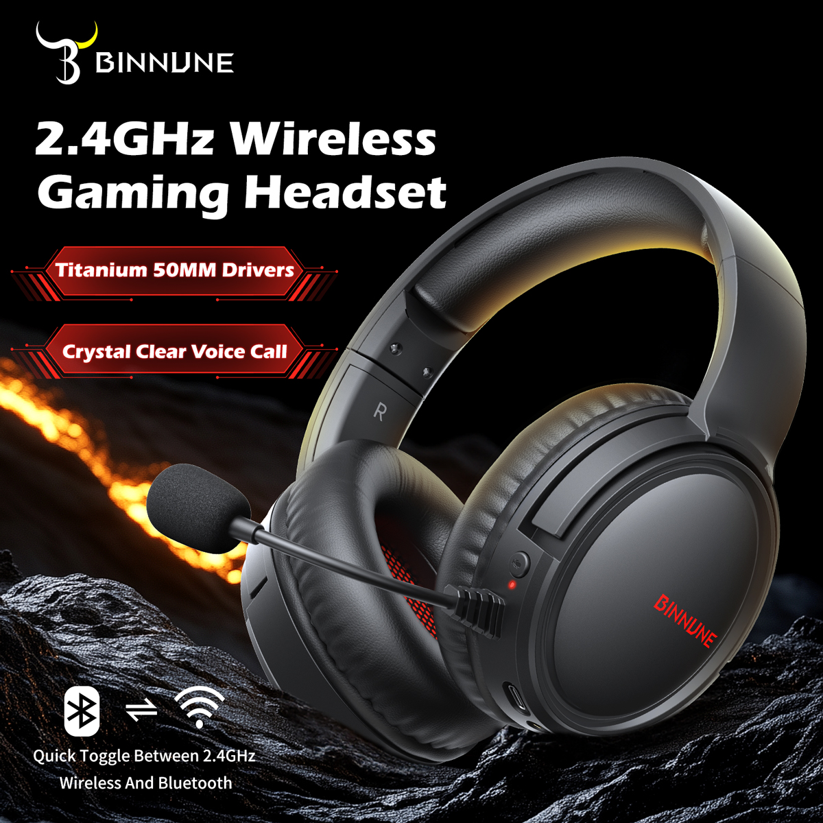 BINNUNE BW02 Wireless Gaming H - Gaming Headset 7.1 recension och pris
