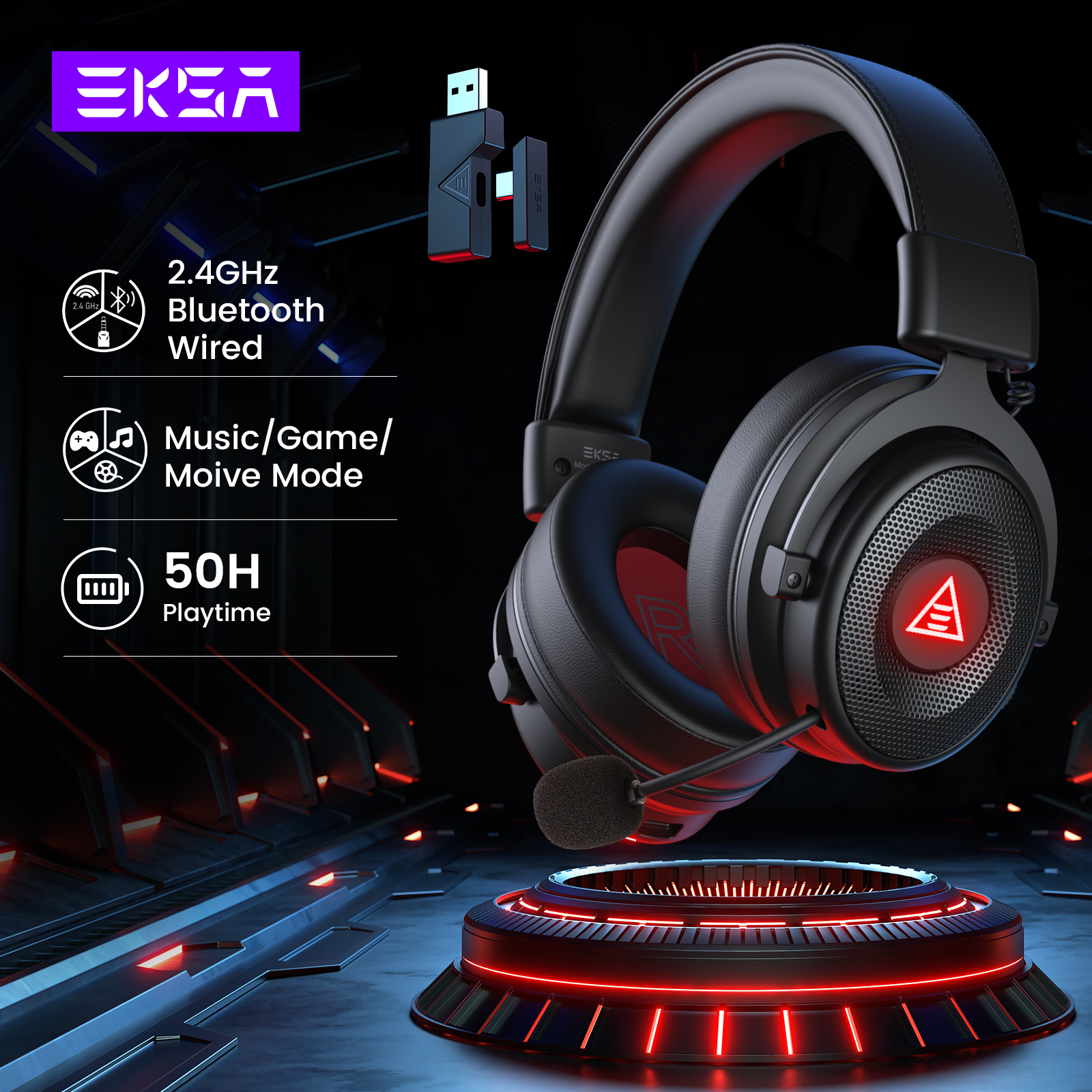 EKSA E900 BT 2.4GHz Wireless B - Gaming Headset 7.1 recension och pris