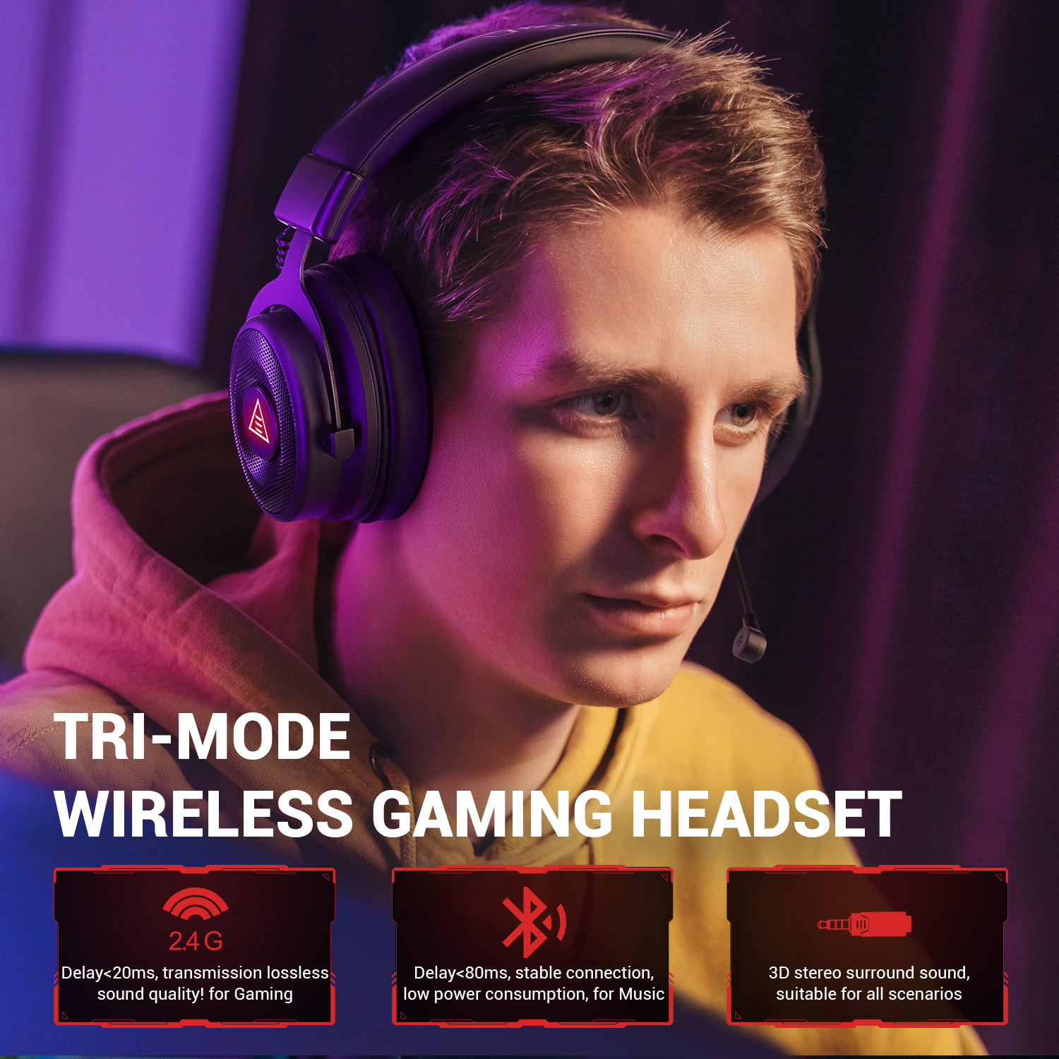 EKSA E900 BT 2.4GHz Wireless B - Gaming Headset 7.1 recension och pris